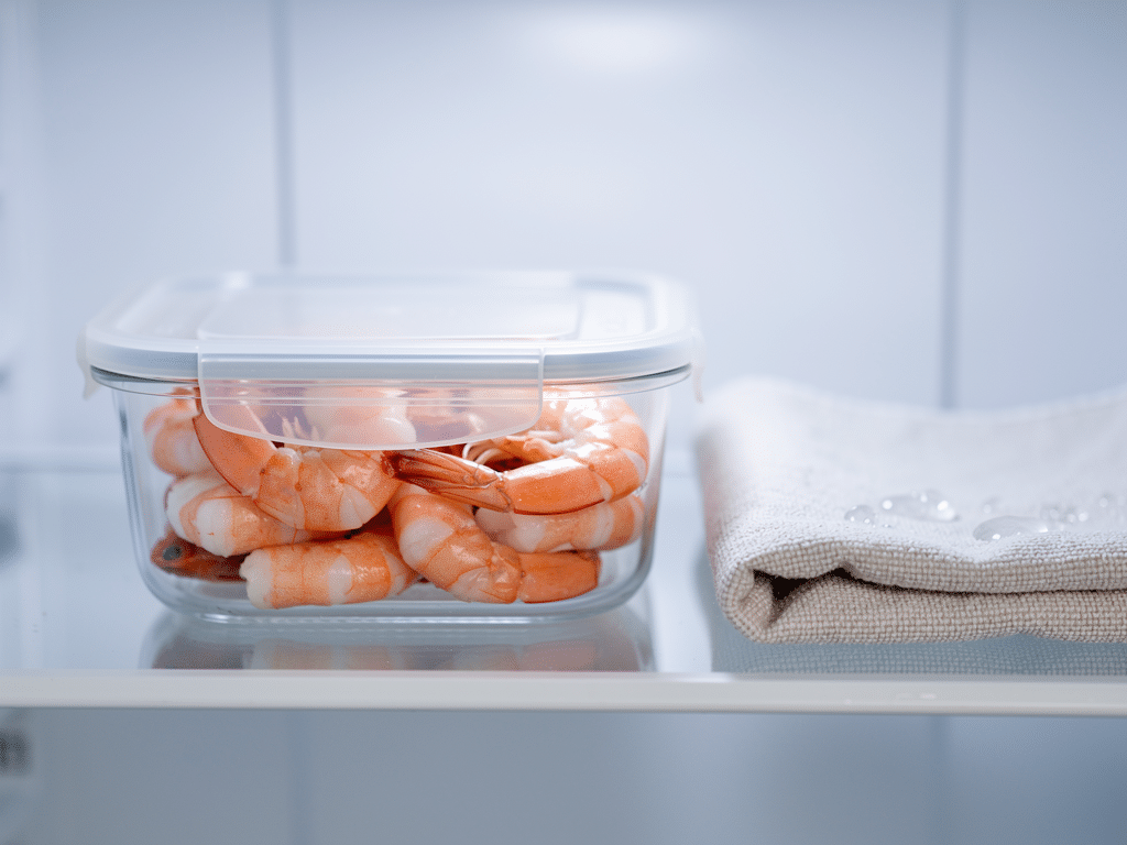conservation crevettes cuites frigo