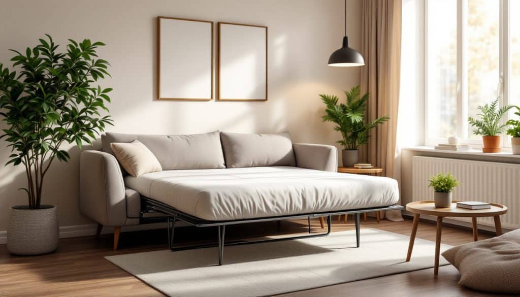 découvrez notre canapé-lit alliant confort et praticité, idéal pour optimiser l'espace de votre intérieur tout en offrant un couchage confortable.