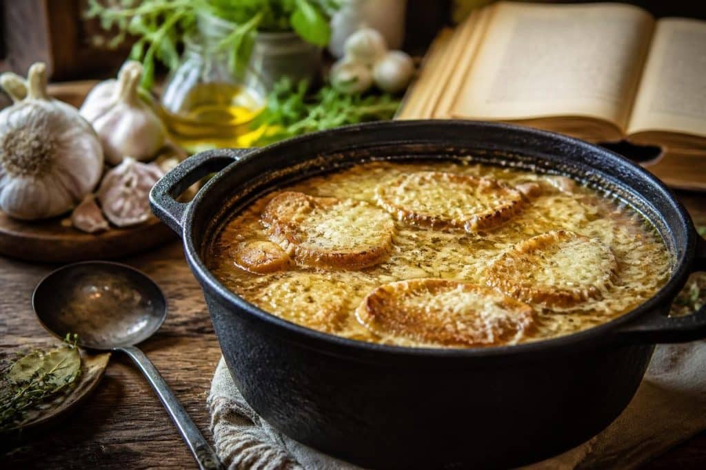 découvrez la recette traditionnelle et facile de la soupe à l'ail de grand-mère, un plat savoureux et réconfortant qui réchauffe les soirées.