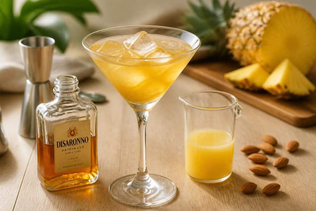 découvrez notre recette facile de cocktail madeleine à base d'amaretto et de jus d’ananas pour un délicieux mélange sucré et acidulé, parfait pour toutes les occasions.