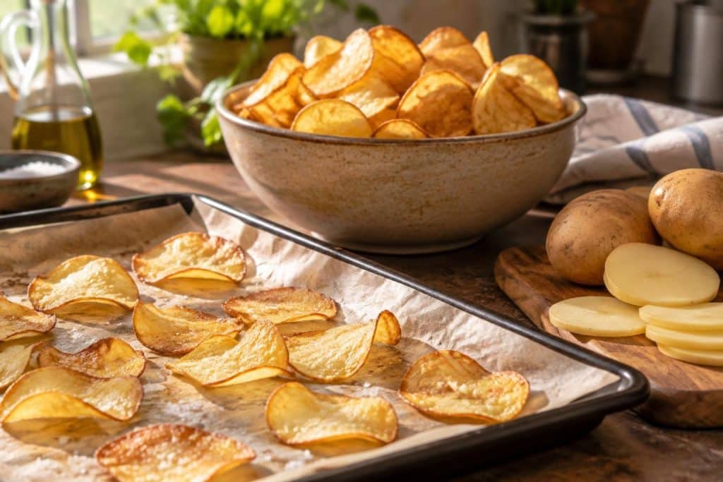 découvrez comment préparer des chips maison au four, fines et croustillantes, avec nos astuces de découpe, d’assaisonnement et de cuisson.