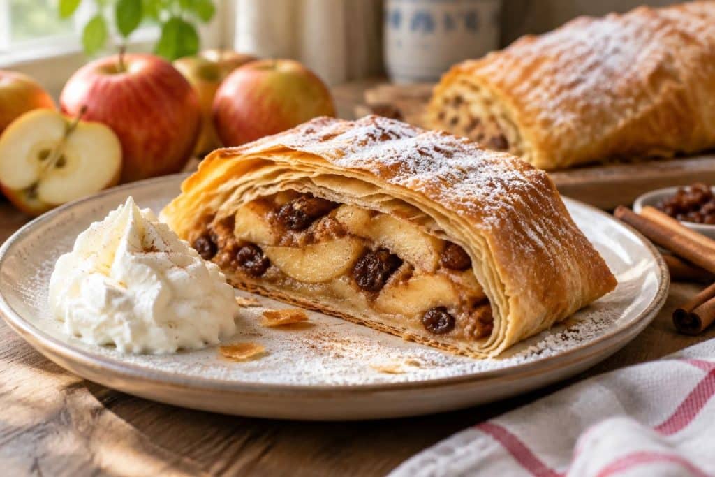 découvrez la recette traditionnelle de l’apfelstrudel : un délicieux dessert autrichien aux pommes, facile et rapide à préparer.