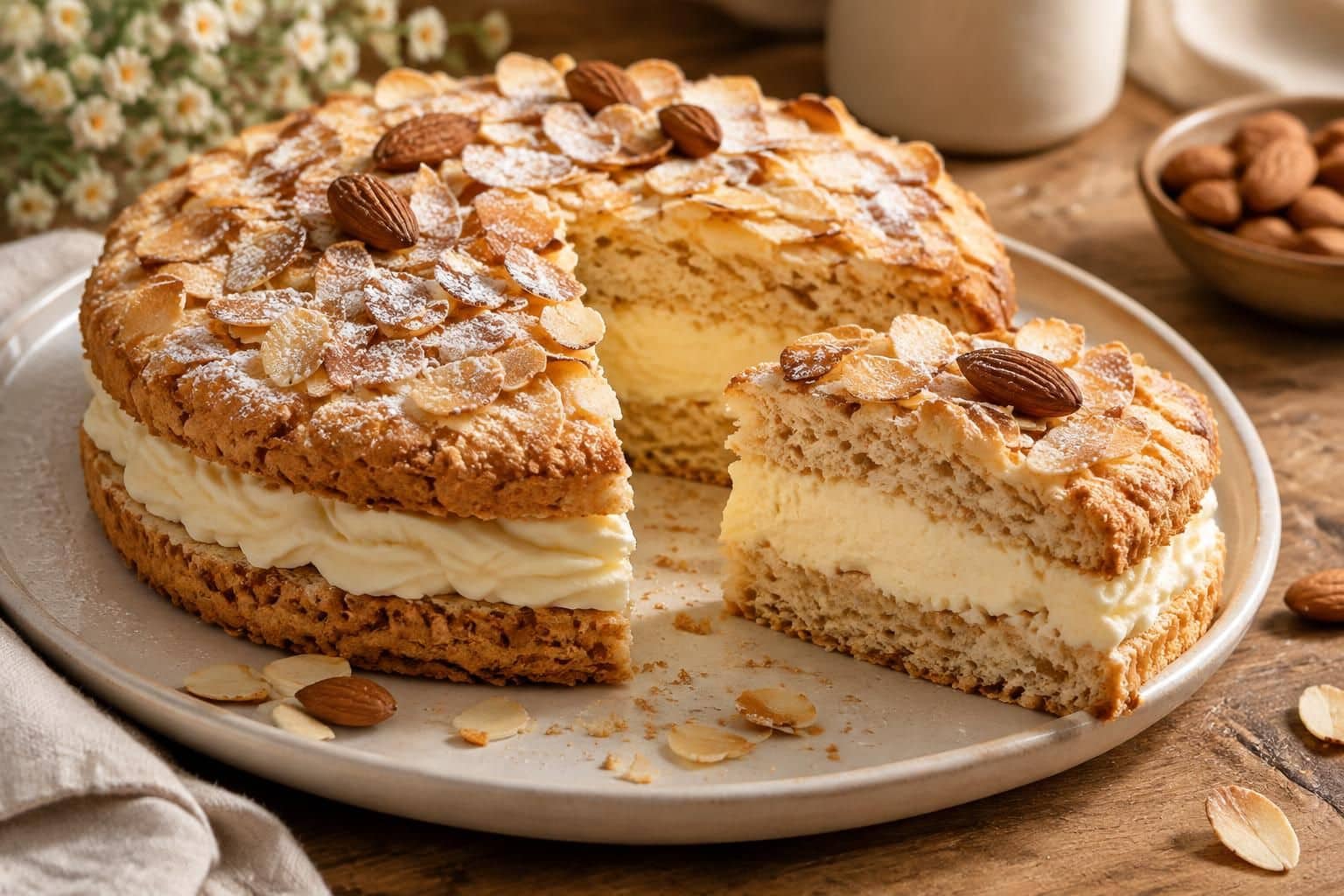 découvrez une recette facile de dacquoise aux amandes, avec nos astuces pour réussir un gâteau moelleux, léger et savoureux.