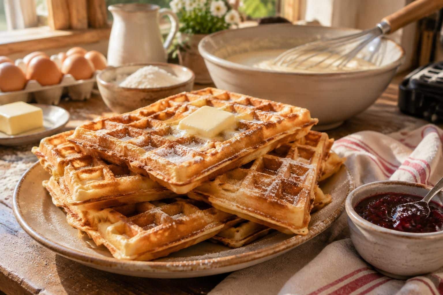 découvrez la recette de gaufres de grand-mère : une pâte traditionnelle facile et rapide à préparer pour des gaufres croustillantes et moelleuses.