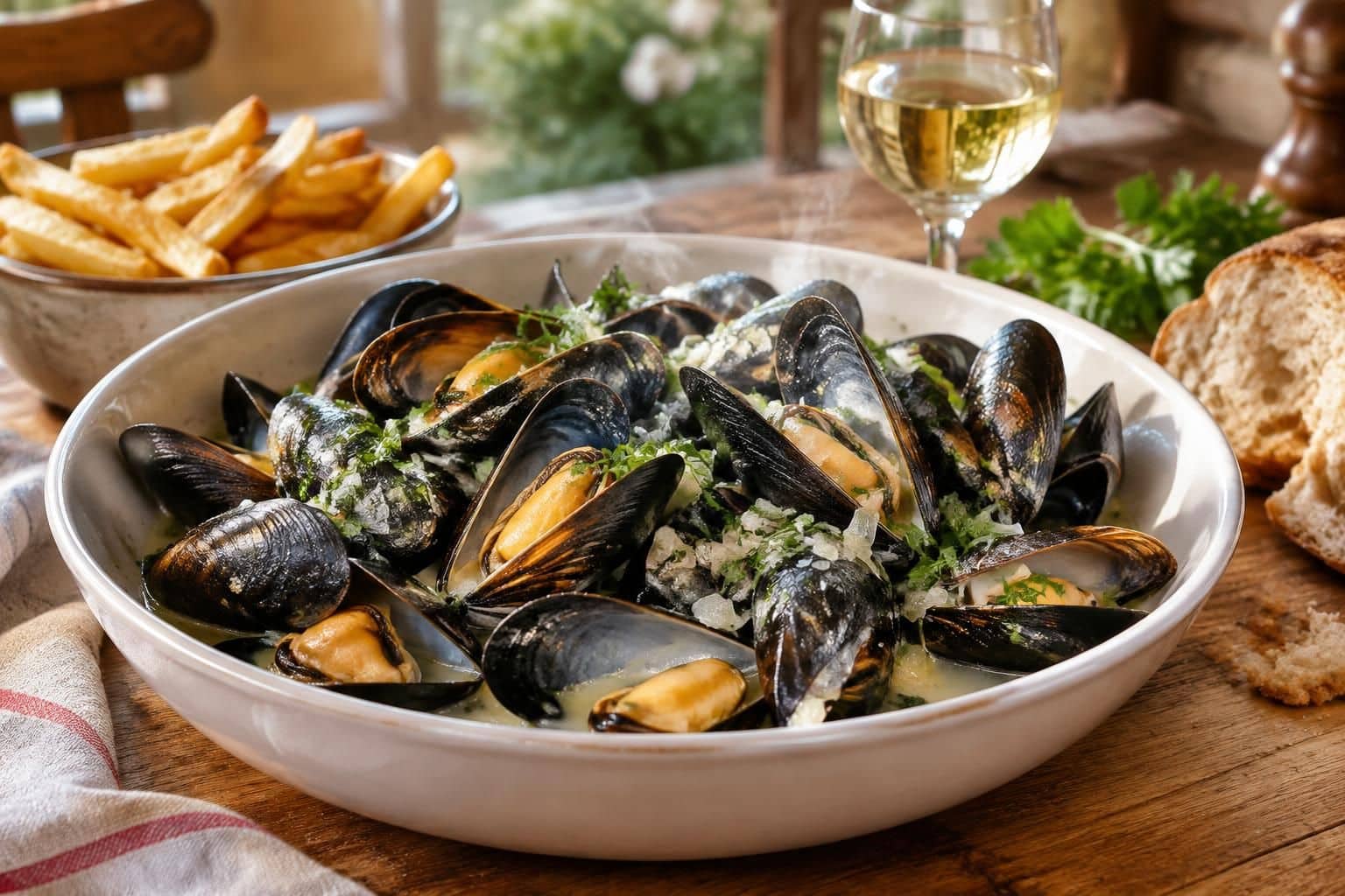 découvrez la recette traditionnelle des moules marinières façon grand-mère : simple, savoureuse et généreuse, avec des moules fraîches, du vin blanc et des herbes.