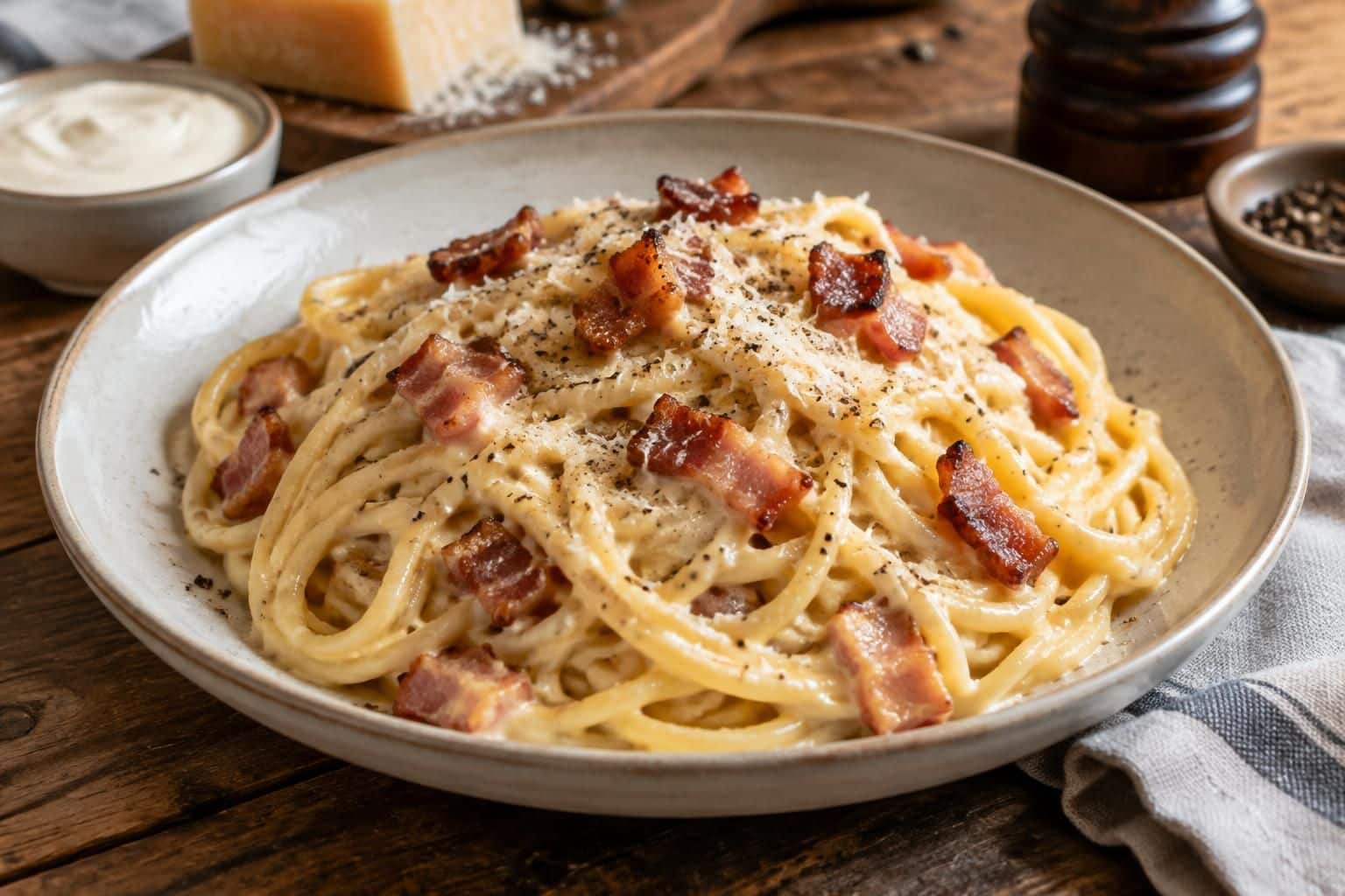 découvrez une recette facile de pâtes à la carbonara avec crème fraîche : un plat crémeux, savoureux et rapide à préparer pour toute la famille.